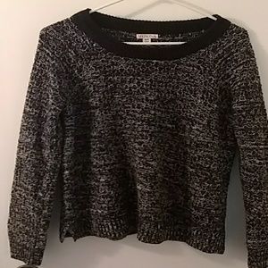 Scoop neck black and white knit sweater